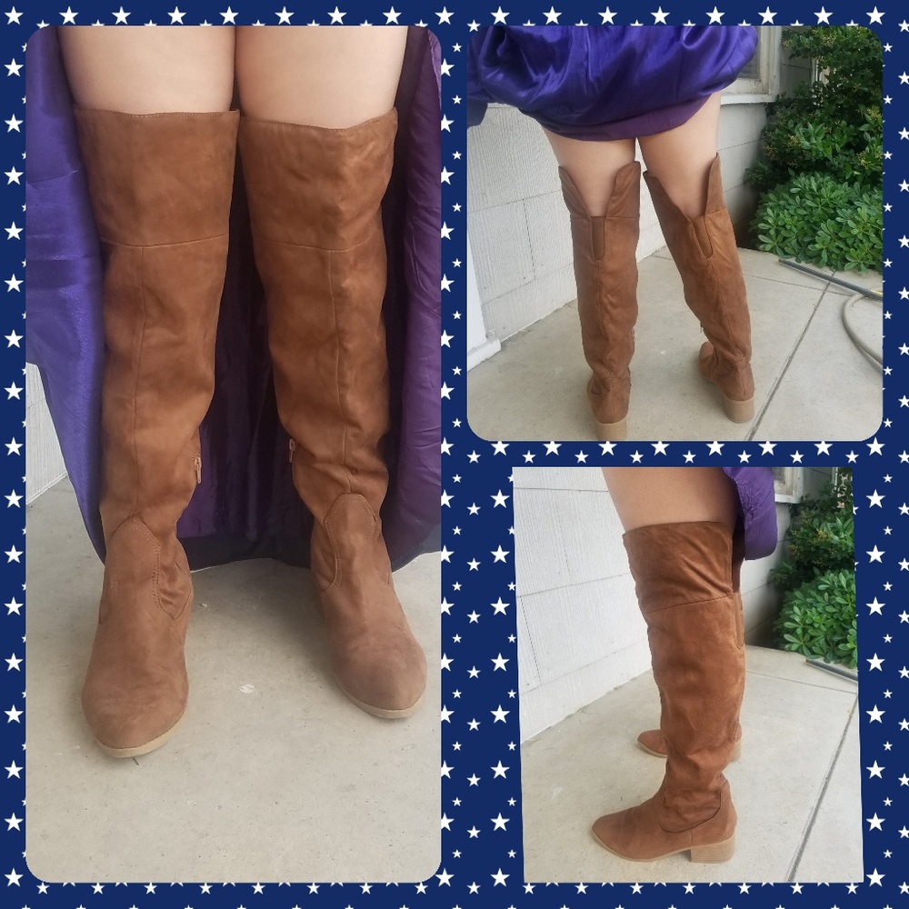 Thigh High Suede Brown Boots